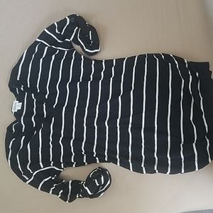 Black and white striped motherhood maternity shirt